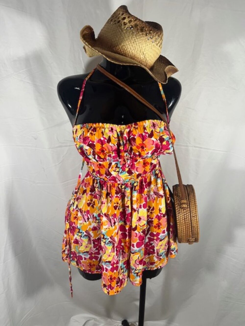 Shein Floral Halter Romper - Beautiful Colorful Summer Playsuit - Size M